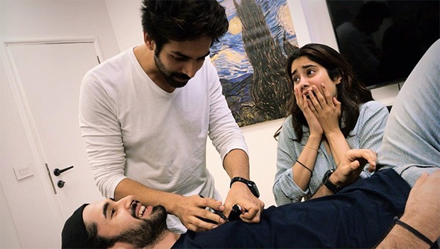 Dostana 2: Kartik Aaryan, Janhvi Kapoor and Lakshya goof around during the prep time 