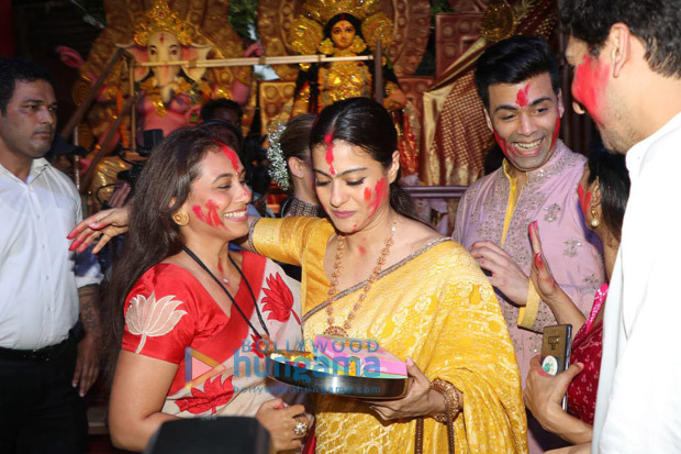 Rani Mukerji, Kajol, Karan Johar, Ayan Mukerji enjoy Sindoor Khela on Dussehra Rani Mukerji, Kajol, Karan Johar, Ayan Mukerji enjoy Sindoor Khela on Dussehra