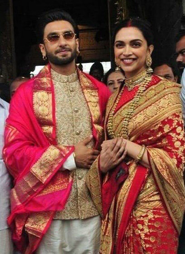 Happy Anniversary DeepVeer Ranveer Singh and Deepika Padukone look REGAL as ever they twin in regal and gold outfits during Tirumala temple visit