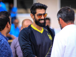 ISL 2019 – 2020: Rana Daggubati meets the Hyderabad FC players during their first match