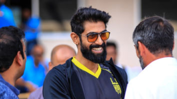 ISL 2019 – 2020: Rana Daggubati meets the Hyderabad FC players during their first match