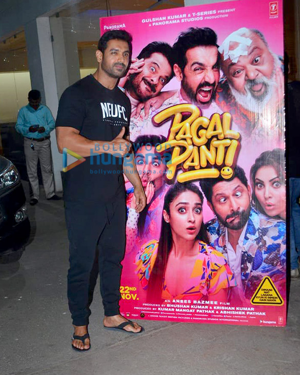 photos john abraham and anees bazmee grace the special screening of pagalpanti 4