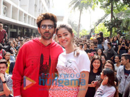 Photos: Kartik Aaryan, Bhumi Pednekar And Ananya Panday snapped promoting their film Pati Patni Aur Woh at Mithibai College