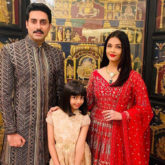 Picture Perfect Abhishek Bachchan and Aishwarya Rai Bachchan pose for a family picture with daughter, Aradhya Bachchan