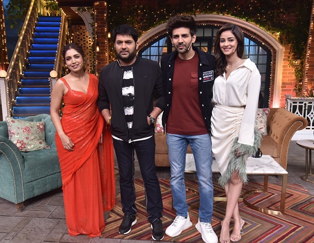 The Kapil Sharma Show - Kartik Aaryan was rewarded kisses after shooting 'Dheeme Dheeme' song with Ananya Panday and Bhumi Pednekar The Kapil Sharma Show - Kartik Aaryan was rewarded kisses after shooting 'Dheeme Dheeme' song with Ananya Panday and Bhumi Pednekar
