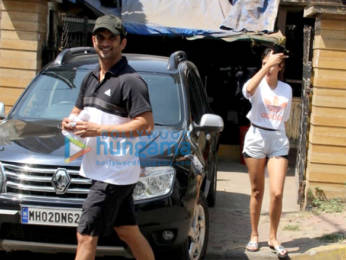 Photos: Sushant Singh Rajput and Rhea Chakraborty spotted at the gym in Bandra