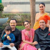 Saif Ali Khan, Kareena Kapoor Khan, Taimur, Karisma Kapoor and Randhir Kapoor strike a pose for family portrait at Armaan Jain and Anissa Malhotra’s wedding