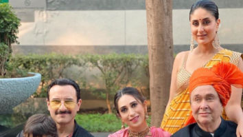 Saif Ali Khan, Kareena Kapoor Khan, Taimur, Karisma Kapoor and Randhir Kapoor strike a pose for family portrait at Armaan Jain and Anissa Malhotra’s wedding