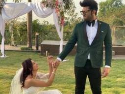 Mahira Sharma gets down on her knees for Paras Chhabra as they shoot for a music video! See photos