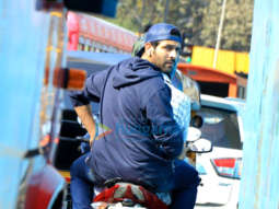 Photos: Kartik Aaryan snapped on a bike in Andheri