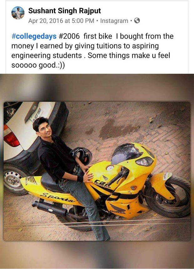 FLASHBACK FRIDAY When Sushant Singh Rajput bought a bike with the earnings he made by giving tuitions