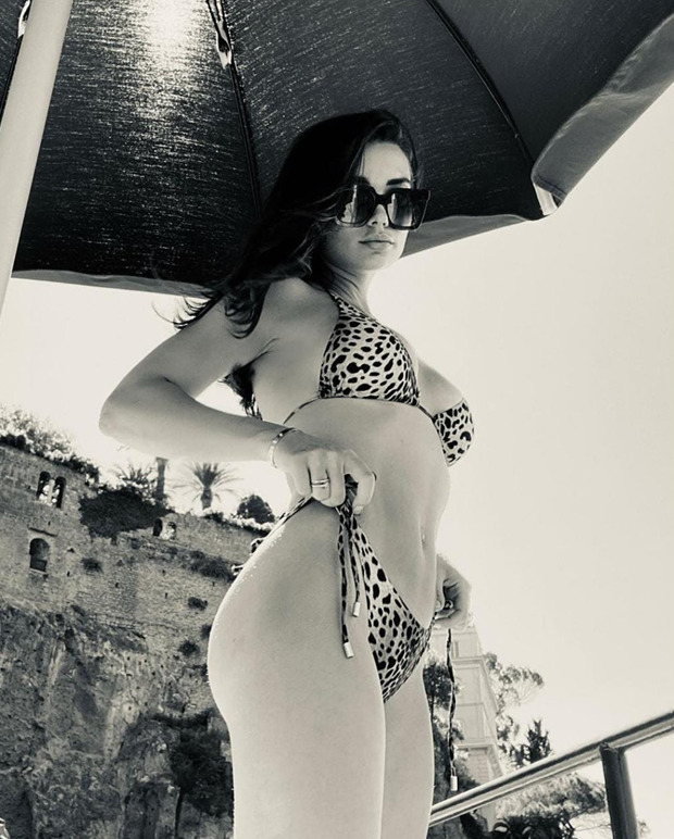 Amy Jackson sizzles in animal print bikini on a sunny day