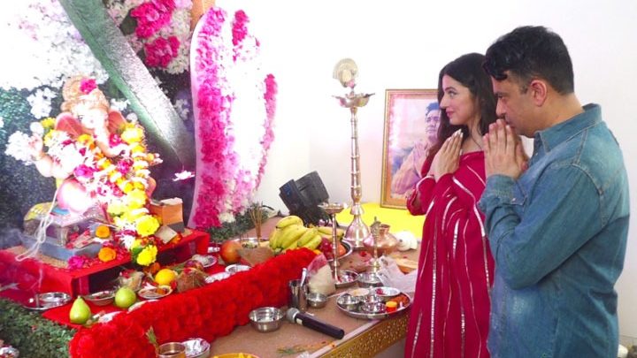 Bhushan Kumar and Divya Khosla Kumar spotted during Ganpati puja