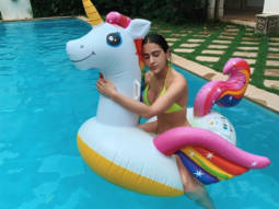 Sara Ali Khan sets the internet ablaze with her neon bikini pictures while swimming during rains