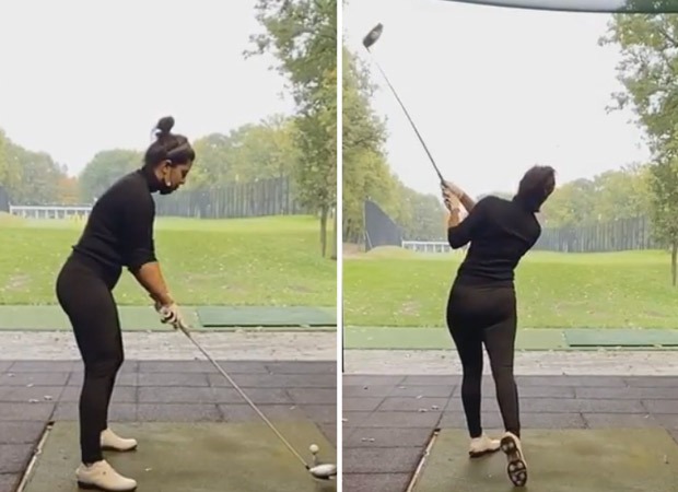 Priyanka Chopra Jonas enjoys playing golf in between shots while in Germany
