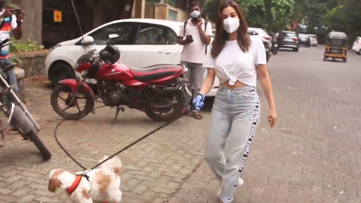 Sophie Choudry spotted with her pet dog in Bandra
