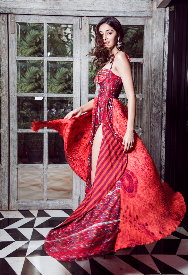 Diwali 2020: Ananya Panday opts for thigh-high slit Saaksha and Kinni multi-colour dress 