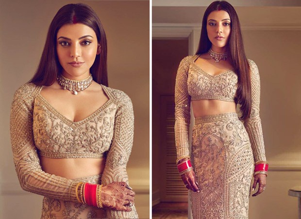 Kajal Aggarwal aesthetically balances a traditional and modern look in a Falguni Shane Peacock outfit for the after party