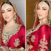 Sana Khan looks ethereally royal in a classic red lehenga for her Walima with Mufti Anas