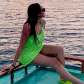 Sonakshi Sinha sports neon green outfit as she watches the serene sunset in Maldives