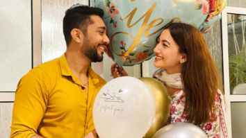 Zaid Darbar pops the big question and Gauahar Khan says yes, the newly engaged couple poses adorably