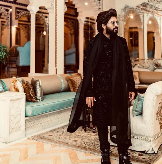 Allu Arjun looks regal in all black velvet sherwani by Manish Malhotra