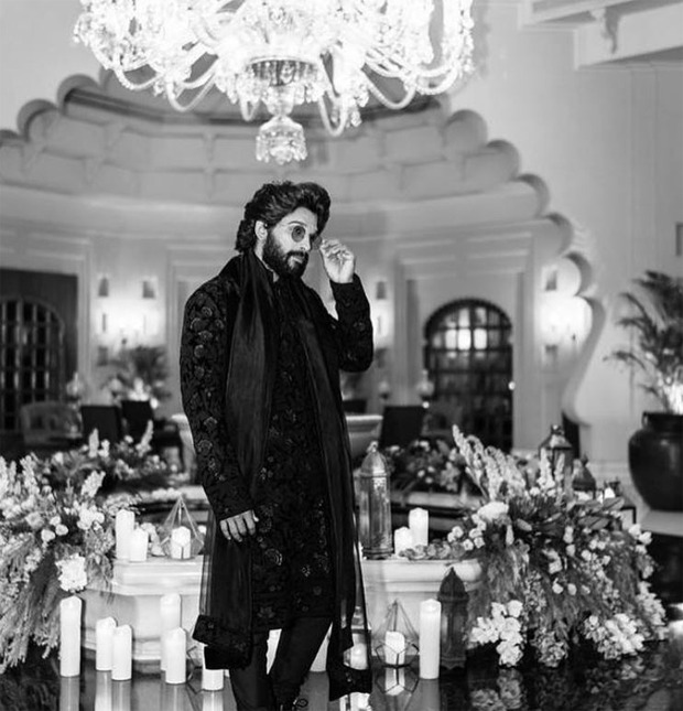 Allu Arjun looks regal in all black velvet sherwani by Manish Malhotra