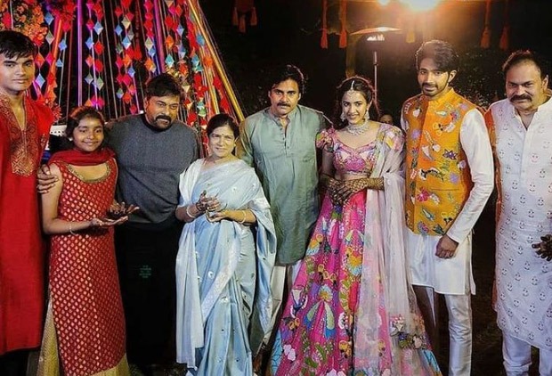 Inside pictures from NisChay wedding; Allu Arjun, Chiranjeevi, Pawan Kalyan, Ram Charan pose with the newly weds