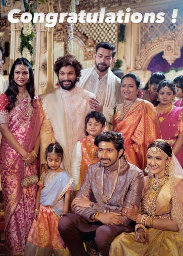 Inside pictures from NisChay wedding; Allu Arjun, Chiranjeevi, Pawan Kalyan, Ram Charan pose with the newly weds