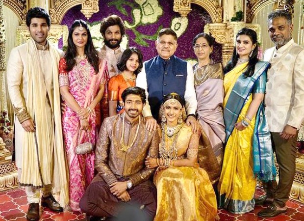 Inside pictures from NisChay wedding; Allu Arjun, Chiranjeevi, Pawan Kalyan, Ram Charan pose with the newly weds