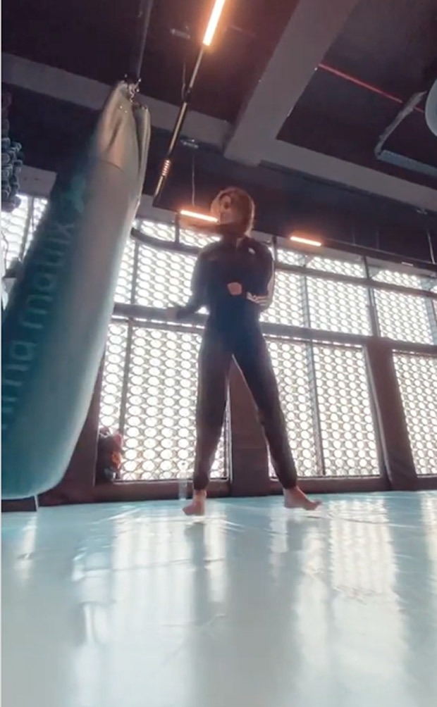 Disha Patani gets into weekend mode with a flying kick, plays BTS' 'Mic Drop' song in the background 
