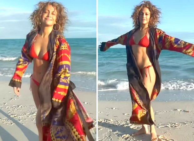 Jennifer Lopez flaunts her toned body as she raises the temperature in a red bikini 