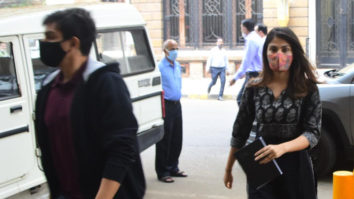 Rhea Chakraborty & Showik Chakraborty with their father at NCB office