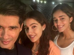Sara Ali Khan and Ananya Panday pose happily with Manish Malhotra at Karan Johar’s house party