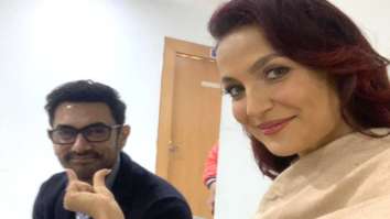 Aamir Khan and Elli AvrRam strike a pose in latest selfies after shooting for a song in Jaipur for Amin Hajee’s film Koi Jaane Na