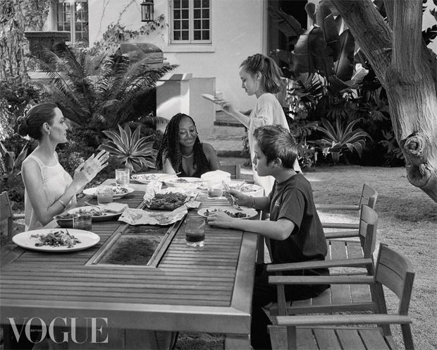 Angelina Jolie gives a rare glimpse of her children in the cover shoot for British Vogue at her $24.5 million mansion 