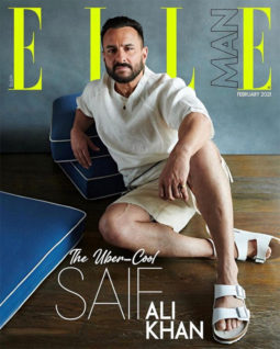 Saif Ali Khan on the cover of Elle, Feb 2021