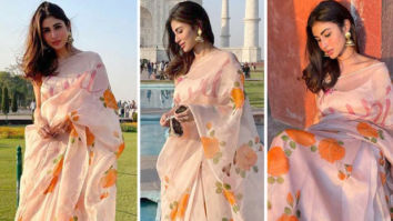Mouni Roy mesmerises in floral silk organza saree worth Rs. 24,500 at Taj Mahal