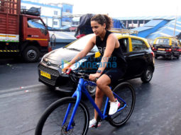 Photos: Aisha Sharma snapped during a cycle ride in Dadar