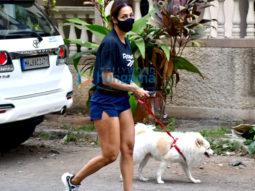 Photos: Malaika Arora snapped with her pet in Bandra