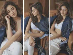 Ananya Panday is vibin’ and thriving in bustier crop top, pants and oversized printed coat