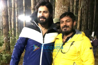 On the sets of the movie Bhediya