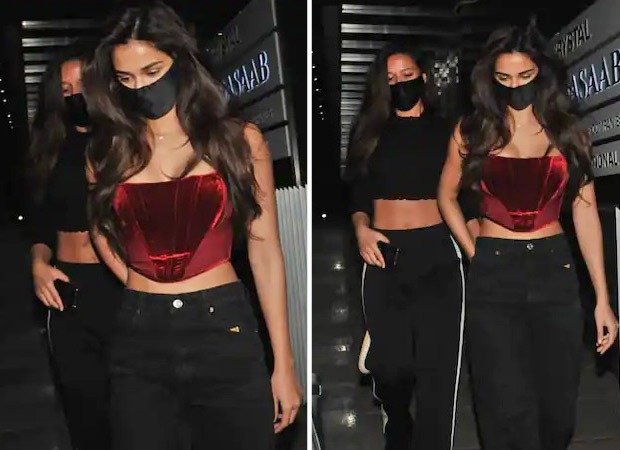 Disha Patani's follows regencycore style from Bridgerton, steps out in maroon corset top for Tiger Shroff’s birthday dinner