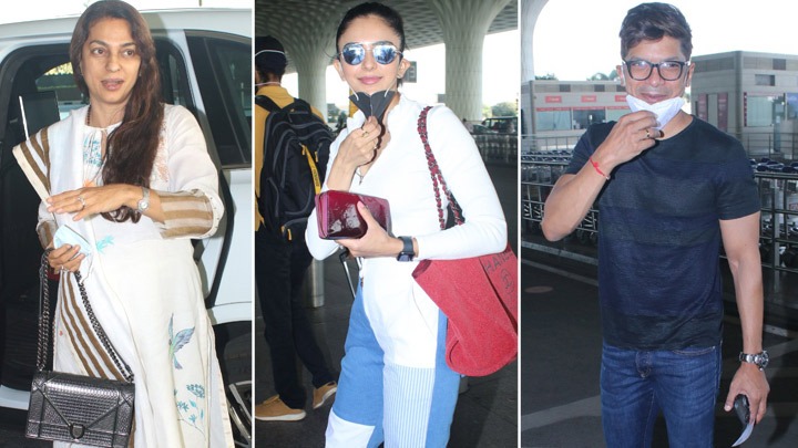 Juhi Chawla, Rakul Preet Singh and Shaan spotted at Airport