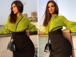 Mouni Roy’s mini black dress with knitted sweater is effortless style at best