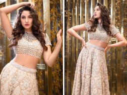 Nora Fatehi looks enchanting in ivory Abu Jani and Sandeep Khosla embellished lehenga