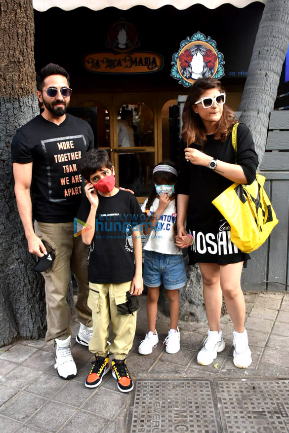 photos ayushmann khurrana snapped with wife tahira kashyap and kids in bandra 2
