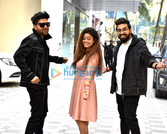 photos guru randhawa and sachet parampara snapped at t series for the promotions of their single aur pyaar karna hai 1