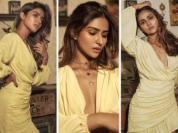 Pranutan Bahl follows dopamine trend with affordable mini yellow dress worth Rs. 3,000
