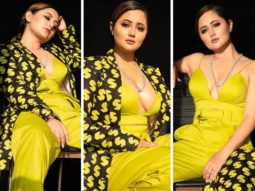 Rashami Desai looks smoking hot in plunging neckline yellow bralette and pants paired with printed blazer